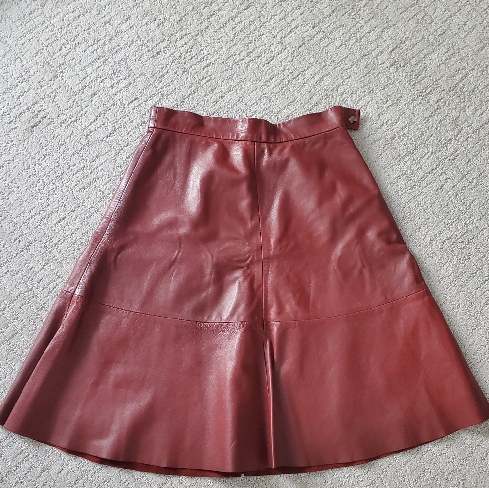 H&M Chic A-Line Leather Skirt - Deep Red